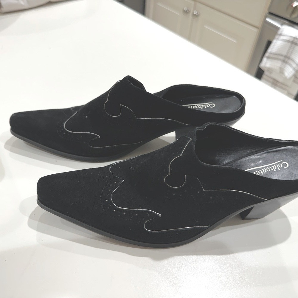 Coldwater creek black suede heels size 10 brand new